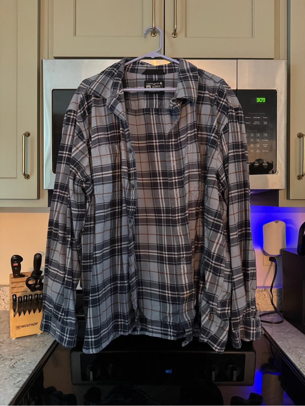 Carhartt Black & Blue Plaid Lightweight Shirt Jacket